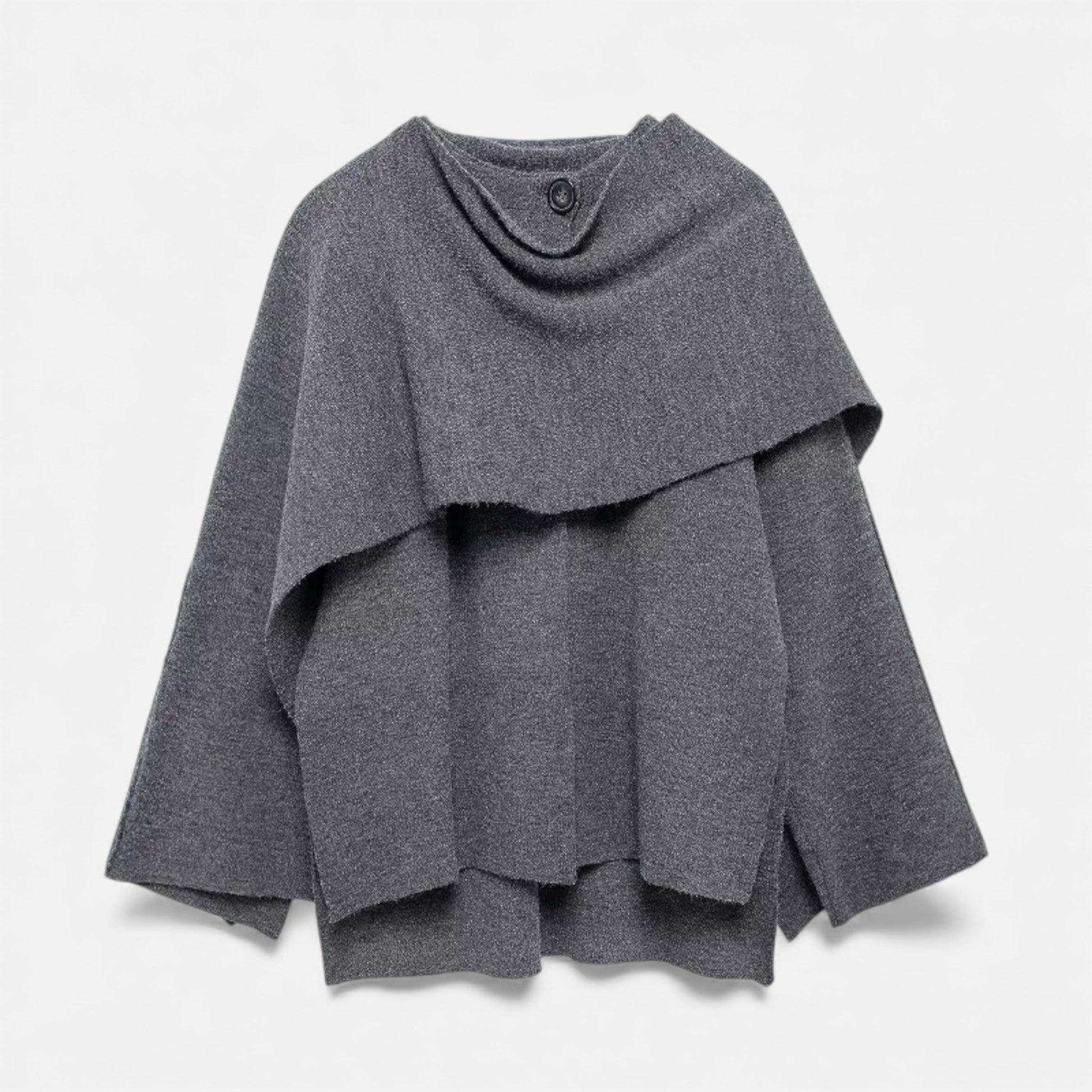 Women’s Elegant Wool-Feel Poncho Cardigan - Sofia Maris