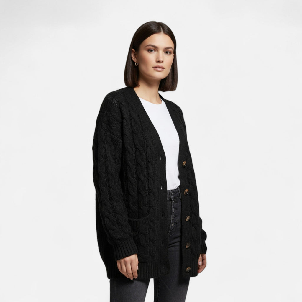 Women’s Long Knit Cardigan Vest – Autumn Elegance - Sofia Maris